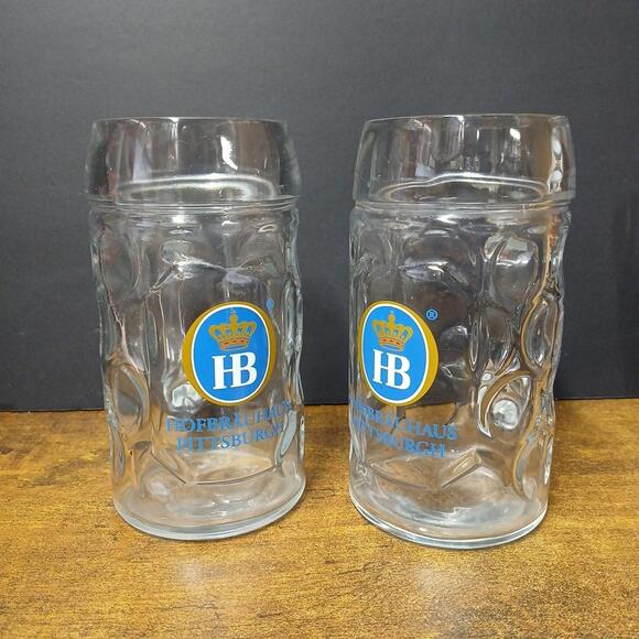Other - Lot of 2 HB Hofbrauhaus Munchen German 0.5L Glass Dimpled Beer Mug Stein